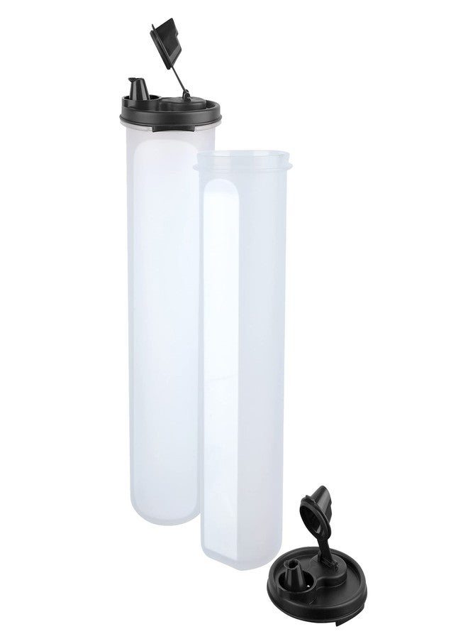 Cutting EDGE Smart Oil Dispenser Storage 1.1 Litre Set of 2 Air-Tight & Leak Resistant Plastic Round Modular Container- for Vinegar Sauce, BPA Free, Refrigerator Safe, Black - Image 3